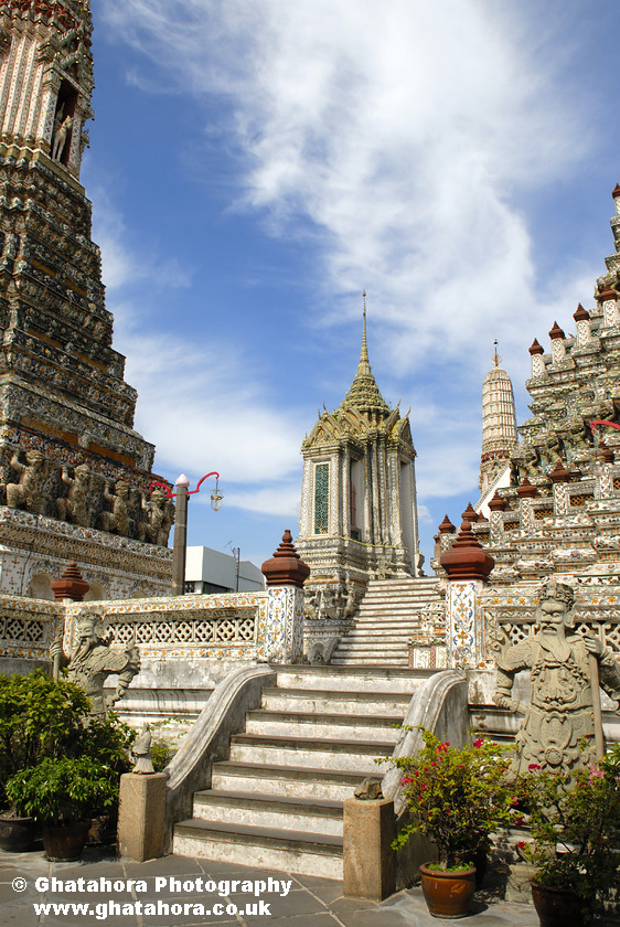 DSC8451 
 Stairs leading to tower at Wat Arun (Temple of Dawn), Bangkok, Thailand 
 Keywords: Wat Arun (Temple of Dawn), Wat, tower, temple, buddha, shrine, Bangkok, Thailand, Chao Phraya River, , Bhupinder Ghatahora, , Ghatahora Photography
